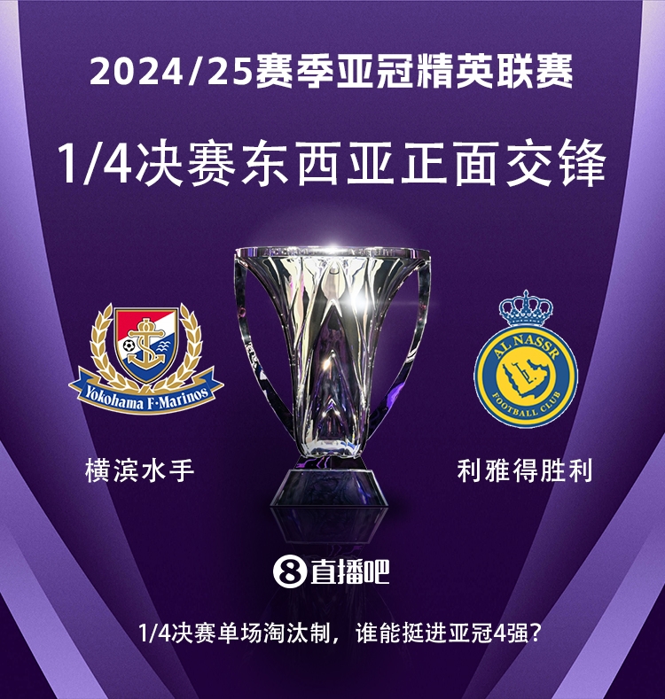 亞冠1/4決賽對陣：利雅得勝利vs橫濱水手，C羅vs安德森-洛佩斯！