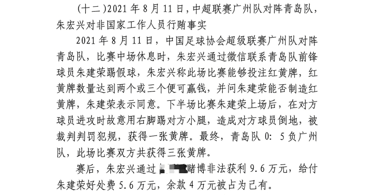 網(wǎng)傳判決書：青島球員朱建榮故意踢對方小腿，染黃收5.6萬好處費(fèi)