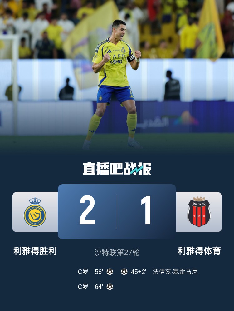 利雅得勝利達(dá)成沙特職業(yè)聯(lián)賽900球里程碑，僅少于新月